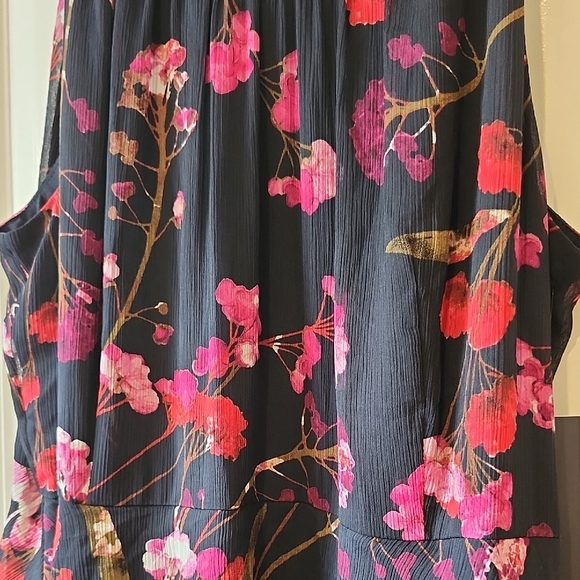Tommy Hilfiger Navy & Pink Floral Tiered Full Length Maxi Dress NWT Sz 16 - Picture 7 of 7